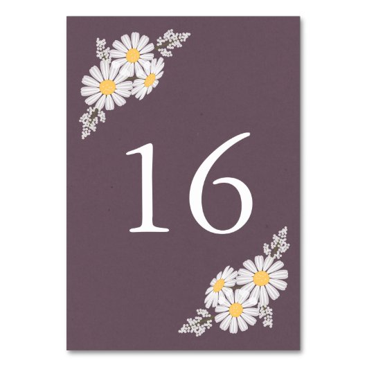 Elegant Floral White Daisies Wedding Tischnummer (Rückseite)