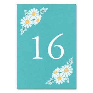 Elegant Floral White Daisies Wedding Tischnummer