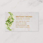 Elegant Floral White Lilies Marmorkalligraphie Visitenkarte (Rückseite)