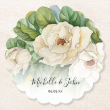 Elegant Floral White Magnolia nennt Script Wedding