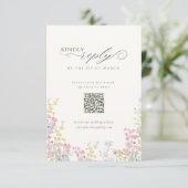 Elegant Floral Wildflower Calligraphy QR Code RSVP Karte (Stehend Vorderseite)