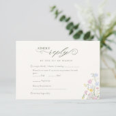 Elegant Floral Wildflower Calligraphy RSVP Karte (Stehend Vorderseite)