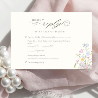 Elegant Floral Wildflower Calligraphy RSVP Karte