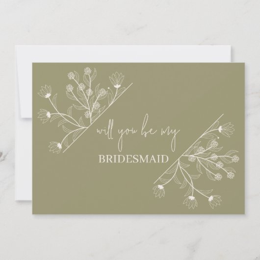 Elegant Floral "Will to be my Bridesmaid" Vorschla Einladung (Vorderseite)