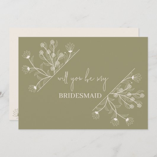 Elegant Floral "Will to be my Bridesmaid" Vorschla Einladung (Vorne/Hinten)