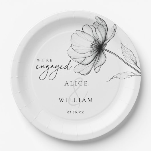 Elegant Floral Wir sind Verlobte Engagement Party Pappteller (Vorderseite)