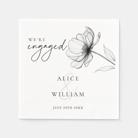 Elegant Floral Wir sind Verlobte Engagement Party Serviette (Vorderseite)