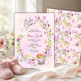 Elegant Floral with Butterflies Party Baby Shower  Einladung