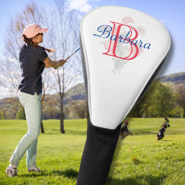 Elegant Floral with Personalized Monogram Name  Golf Headcover