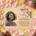 Elegant Floral with Photo 30th Birthday Party  Acryleinladungen<br><div class="desc">Elegant,  colorful,  joyful design with watercolor roses and 1 special photo. Customize the details for a unique and chic Birthday Celebration.</div>