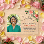 Elegant Floral with Photo 60th Birthday Party  Acryleinladungen<br><div class="desc">Elegant,  colorful,  joyful design with watercolor roses and 1 special photo. Customize the details for a unique and chic Birthday Celebration.</div>