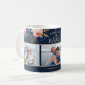 Elegant Floral World's Best Mother Foto Collage Kaffeetasse (Vorderseite Links)