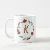 Elegant Floral Wreath Monogram Initial Christmas Kaffeetasse (Links)