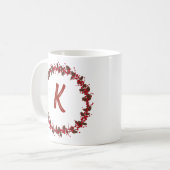 Elegant Floral Wreath Monogram Initial Christmas Kaffeetasse (Vorderseite Links)
