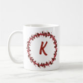 Elegant Floral Wreath Monogram Initial Christmas Kaffeetasse (Links)