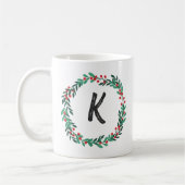 Elegant Floral Wreath Monogram Initial Christmas Kaffeetasse (Links)