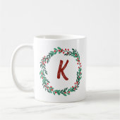 Elegant Floral Wreath Monogram Initial Christmas Kaffeetasse (Links)