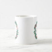 Elegant Floral Wreath Monogram Initial Christmas Kaffeetasse (Mittel)