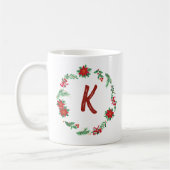Elegant Floral Wreath Monogram Initial Christmas Kaffeetasse (Links)