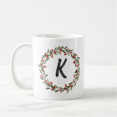 Elegant Floral Wreath Monogram Initial Christmas Kaffeetasse (Links)
