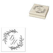 Elegant Floral Wreath Wedding Monogram Gummistempel (Stempel)