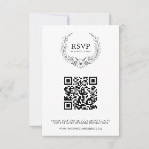 Elegant Floral Wreath Wedding RSVP Karte