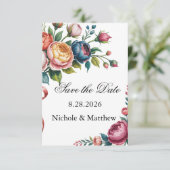 Elegant Floral Wreath Wedding Save The Date (Stehend Vorderseite)