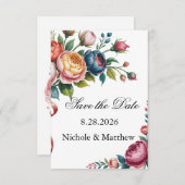 Elegant Floral Wreath Wedding Save The Date (Vorne/Hinten)