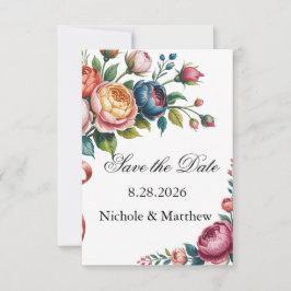 Elegant Floral Wreath Wedding Save The Date