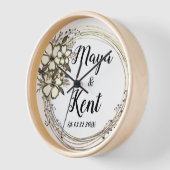 Elegant Floral Wreath Wedding Uhr (Winkel)