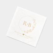 Elegant Floral Wreath wedel Monogram Custom Servietten Mit Folie (Links)