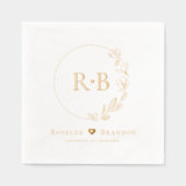 Elegant Floral Wreath wedel Monogram Custom Servietten Mit Folie (Vorderseite)