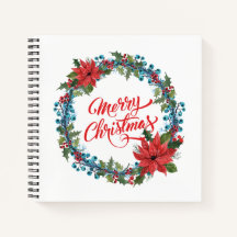 Elegant Floral Wreath Weihnachten | Notebook