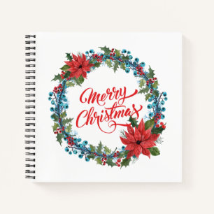 Elegant Floral Wreath Weihnachten Notebook Notizblock