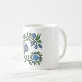 Elegant Floral Wreath Wird Blue & Green Botanical Kaffeetasse (VorderseiteRechts)