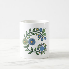 Elegant Floral Wreath Wird Blue & Green Botanical  Kaffeetasse