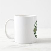 Elegant Floral Wreath Wird Blue & Green Botanical Kaffeetasse (Links)