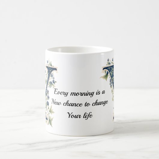 Elegant Floral Y Monogram Coffee Mug Kaffeetasse (Mittel)