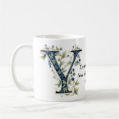 Elegant Floral Y Monogram Coffee Mug Kaffeetasse (Links)