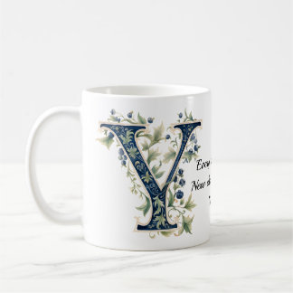 Elegant Floral Y Monogram Coffee Mug Kaffeetasse