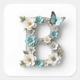 Elegant Floral Your Monogram B Paper Stickers
