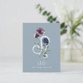Elegant Floral Zodiac Star Sign Leo Postkarte (Stehend Vorderseite)
