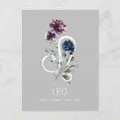 Elegant Floral Zodiac Star Sign Leo Postkarte (Vorderseite)