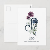 Elegant Floral Zodiac Star Sign Leo Postkarte (Vorne/Hinten)