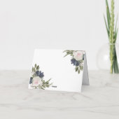 Elegant floralblau, rosa Hochzeit Dankeschön Karte (Rückseite)