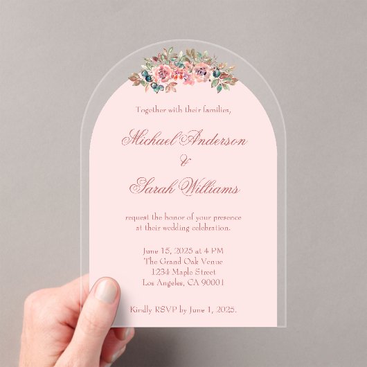 Elegant florale Akryllische Hochzeitseinladungen Acryleinladungen (Insitu (Handheld))