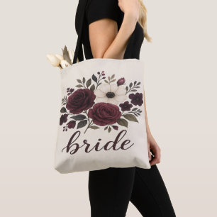 Elegant Florale Burgunder Braut Tasche
