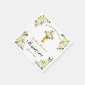 Elegant florale Gold Cross Taufe Vielen Dank Serviette (Ecke)
