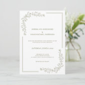 Elegant florale Rich Sage Green Wedding Einladung (Stehend Vorderseite)