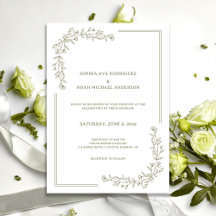 Elegant florale Rich Sage Green Wedding Einladung